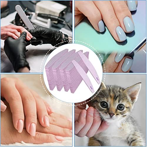 Nail Files 80/80 Grit (100 Pack), Emery Boards for Acrylic Nails and Gel Nails, Coarse Nail File 80 Grits Double Sided Emory Board Professional Nail Filers Reusable Washable Manicure Curved Gray Bulk
