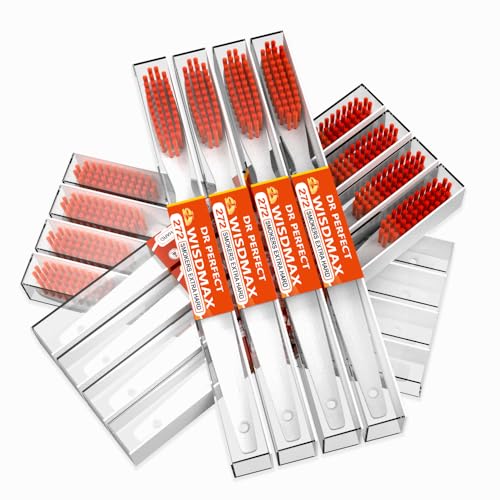 DR PERFECT Extra Hard Toothbrushes Firm Toothbrush for Smoker's Teeth Whitening Pack of 12