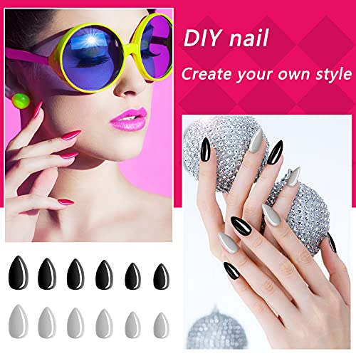 Maitys Almond Press on Nails 36 Colors 864 Pcs Press on Nails, Glossy Full Cover Fake Nails Colorful Artificial Nails for Women Girls Nail Salon Decorations