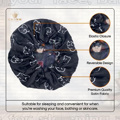 Double Layer Reversible Anime Bonnet for Men and Women - Comfortable Satin Silky Fabric with Elastic Soft Band