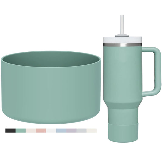 Affute Protective Silicone Boot for Stanley Quencher H2.0 40 30 20 oz & IceFlow Flip 30 20 oz, BPA Free Anti-Noise Anti-Scratch, Stanley Cup Protector Sleeve Cover Boot (Eucalyptus)