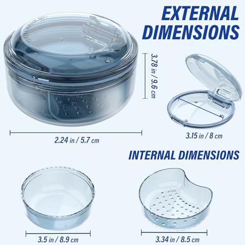 Denture Case Retainer Cleaning Case: 2 in 1 Retainer Case, No-Leak Denture Bath Box Cup, Complete Clean Care for Dentures, Clear Braces, Mouth Guard, Night Guard & Retainers