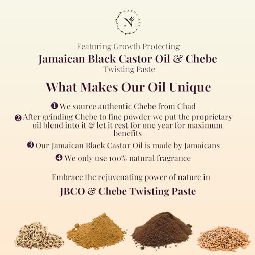 NaturAll Jamaican Black Castor Oil & Chebe Braiding Gel – Protective Hair Braiding Gel for Locs, Edge Control, Taming Frizz & Twisting– Strong Hold Braid Balm for Dreadlocks, Retwists No Flaking 8 Oz.