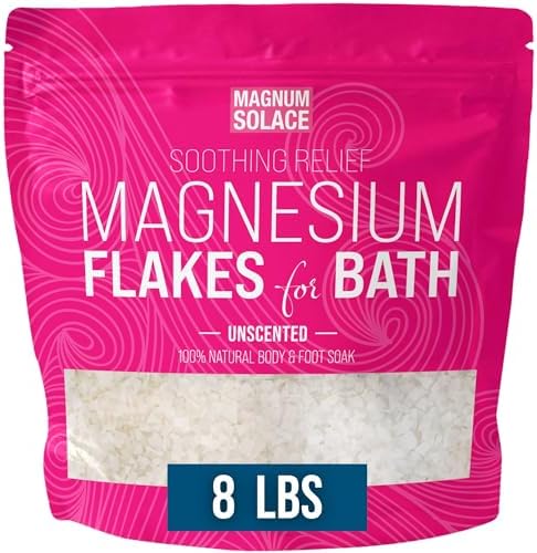 Magnesium Flakes for Bath - Magnesium Chloride Flakes Organic Pure - Unscented, 8 LBS