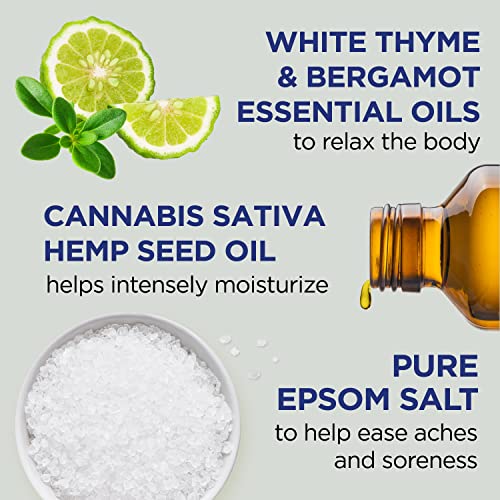 Dr Teal's Epsom Salt Magnesium Soak, Cannabis Sativa Hemp Seed Oil, 3 lbs (Pack of 4)