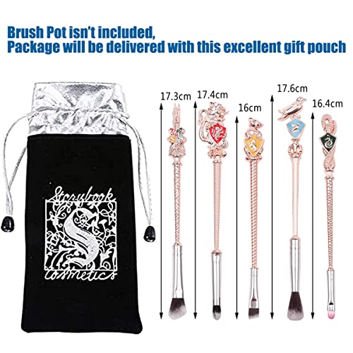 【2 Color Options】Metal Wand Gifts Makeup Brushes Set Wi-zard Wand Makeup Brushes Set Make Up Brushes for Women - Brushes Holder Pot Not Included HP_RoseGold_5PCS