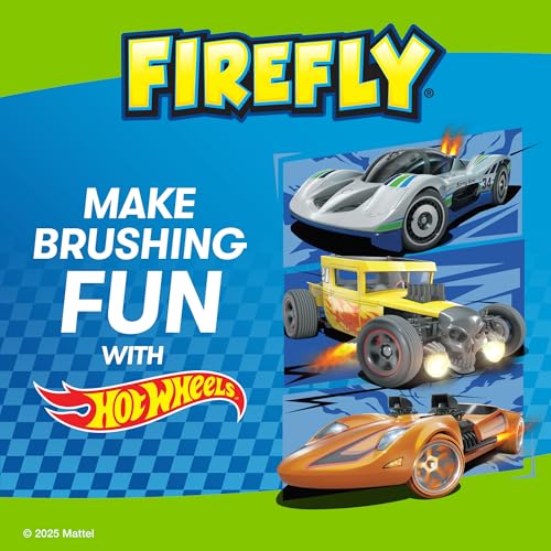 Firefly Slim Sonic Hot Wheels Toothbrush with USB Charging and Antibacterial Cover, Ages 3+, 1 Count
