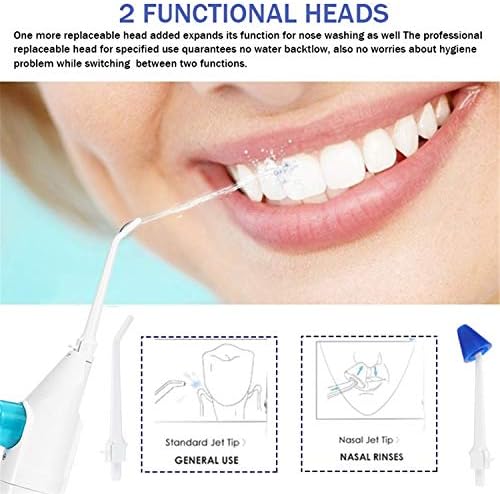 Portable Oral Irrigator Water Flosser Dental Water Toothbrush Toothpick Nasal Irrigator Implement Teeth Cleaner Oral Hygiene flossers for Home Travel with 5pcs Nozzles (Nozzle and Tongue Scraper)