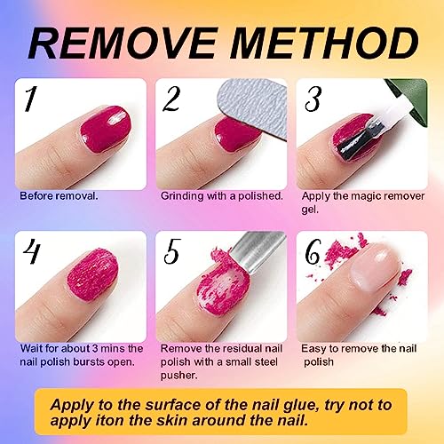 3Pcs Magic Nail Polish Remover, Soak-Off Quick,Quickly & Easily Professional Remove Gel Nail Polish, Gel Polish Remover for Nails