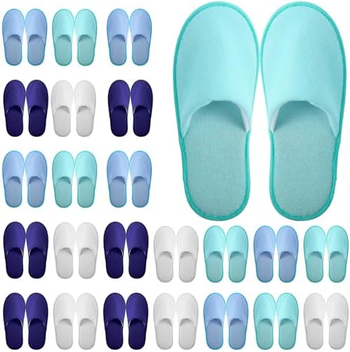 Geyoga 24 Pairs Disposable Slippers for Guests Bulk 2 Size Cotton Hotel Spa House Slippers for Graduation Wedding Party Shoeless Home Travel Individually Wrapped