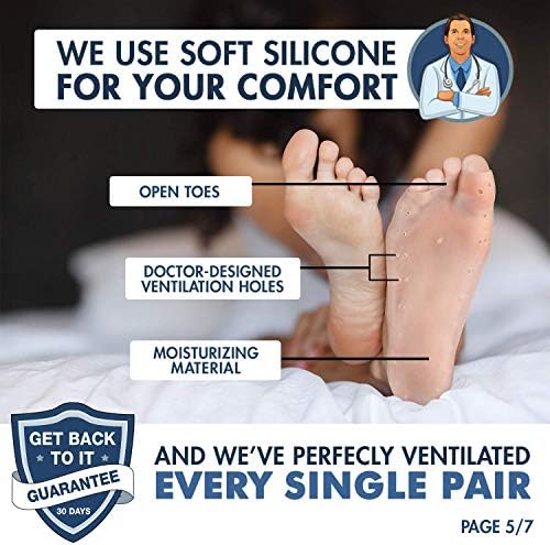 Dr. Frederick's Original Moisturizing Gel Socks - 4 Pieces - Prevents Dry Cracked Heels & Cracked Feet - Day & Night Socks - W4-10 | M5-8