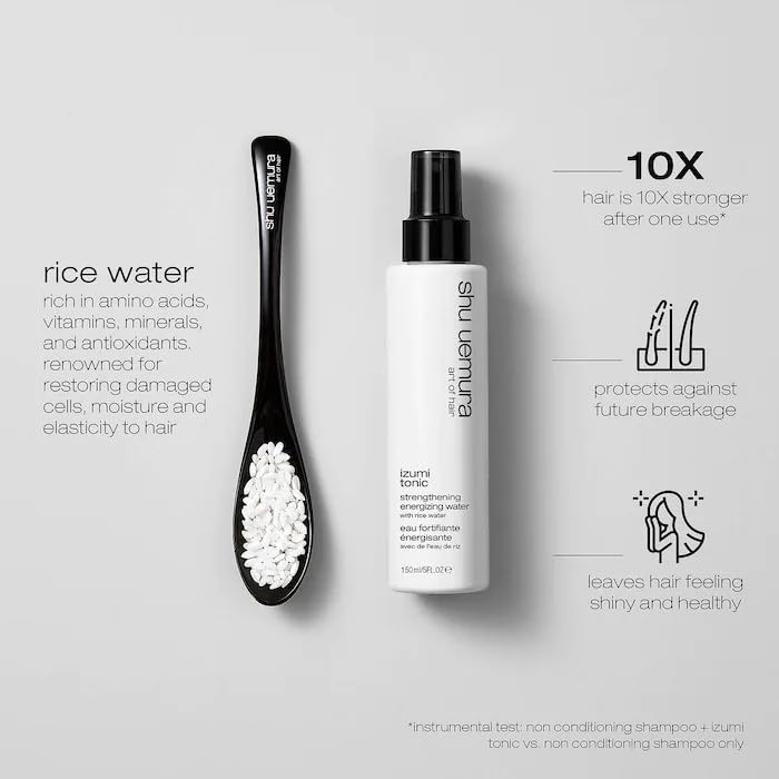 shu uemura art of hair Izumi Tonic Strengthening & Thickening Rice Water Treatment - Leave-In Hair Treatment, Hydrates and Repairs Damaged Hair, With Japanese Rice Water