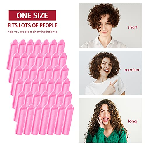 Syhood 43 Pcs Foam Sponge Hair Rollers Women 0.59 Inch Soft Sleeping Curlers Flexible Sponge Curler Tool and Rat Tail Comb for Hair Styling Hairdressing Overnight Curl and Volume(Pink)