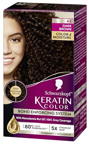 Schwarzkopf Keratin Color, Color & Moisture Permanent Hair Color Cream, 4.2 Dark Brown