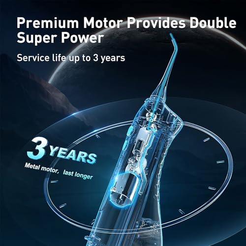 COSLUS Water Dental Flosser Teeth Pick: Portable Cordless Oral Irrigator 300ML Rechargeable Travel Irrigation Cleaner IPX7 Waterproof Electric Flossing Machine for Teeth Cleaning C20(F5020E)