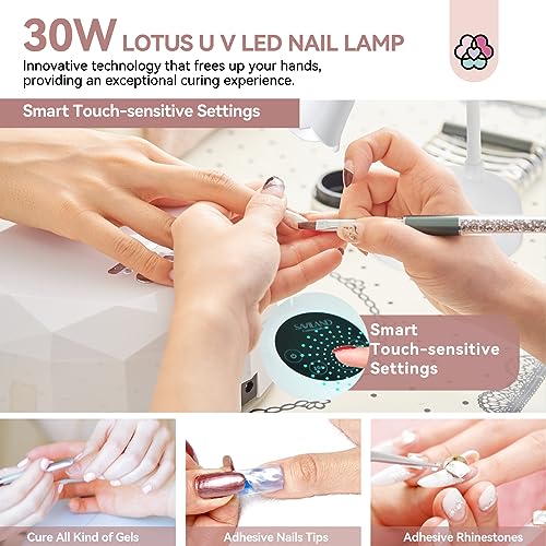 SAVILAND 30W U V Nail Lamp: Gel Nail Lamp Cordless U V Light for Gel Nails Smart Sensor LED Flash Cure Lamp lampara led para uñas Profesional Gooseneck U V Nail Light Nail Salon Home DIY Manicure