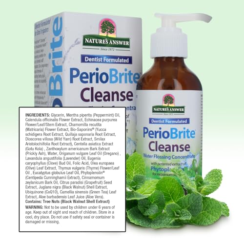Nature's Answer PerioCleanse Oral Rinse and Oral Cleansing Concentrate | Cool Mint Flavor | Fluoride-Free, Alcohol Free, No Artificial Preservatives, Colors, Dyes, or Sweeteners 4oz