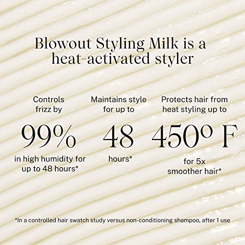 JVN Complete Blowout Styling Milk Heat Protector Cream, Anti-Humidity, Smooths Protects, 3 Fluid Ounces