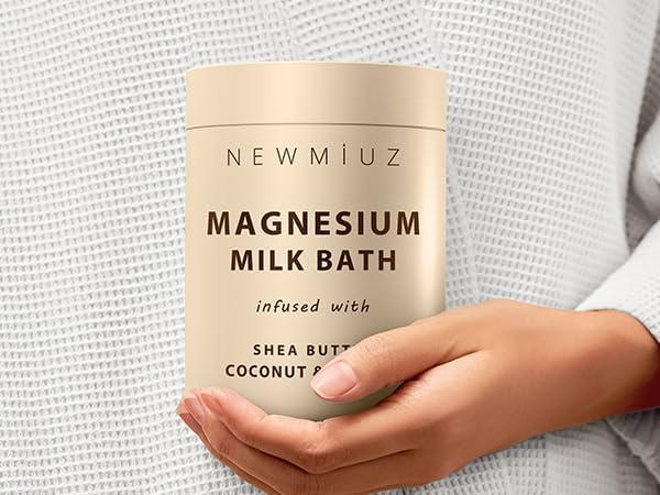 Creamy Magnesium Milk Bath Soak Powder Moisturize Soften Skin Coconut Vanilla Shea Butter Luxury Spa Bath Salt Relaxation Selfcare Gifts for Women