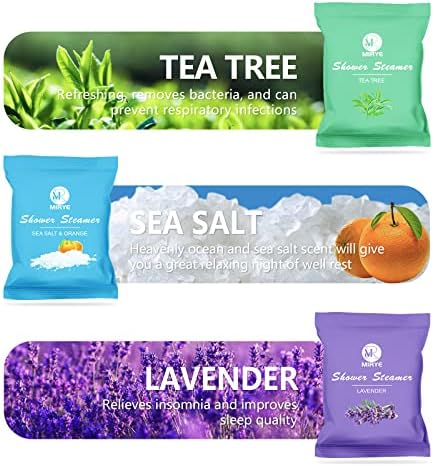 Shower Steamers Aromatherapy for Women and Men, 24-Pack Organic Shower Bombs with Essential Oil, Rose, Watermelon, Tea Tree, Orange, Sea Salt, Lavender Stress Relief Birthday Gifts for Her