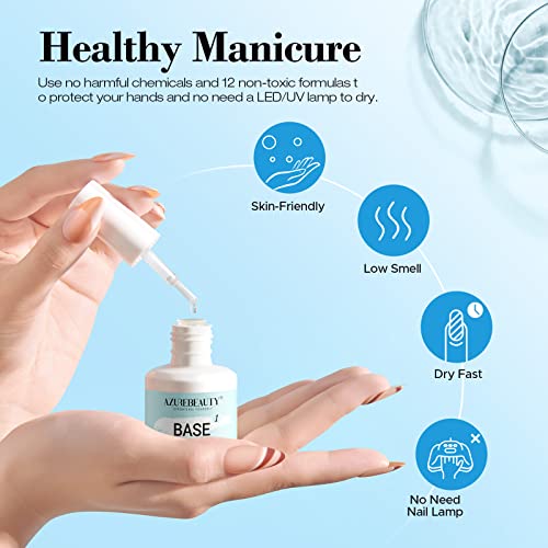 AZUREBEAUTY Dip Powder Liquid Set Bond, Base, Glossy Matte Top Coat, Activator, Brush Saver Dipping Powder Essential Tools No Nail Lamp Needed 0.5Fl oz 15ml 6Pcs