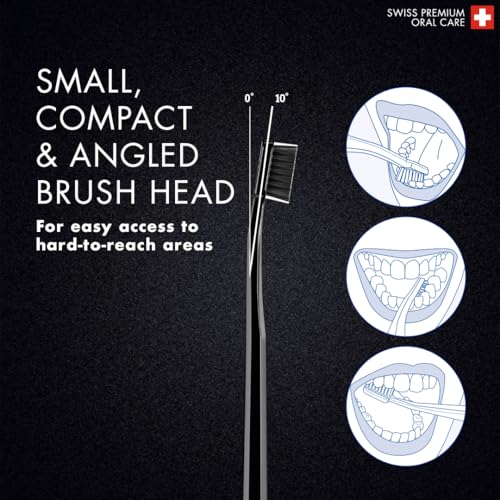 Curaprox Toothbrush Duo – for Adults | Stylish Black toothbrushes with Ultra-Soft filaments | Whitening-Friendly | Black | 2-Pack