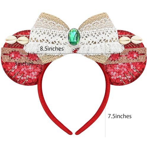 Mouse Ears Headband - Red Ocean Headband for Women, Cosplay Headwear for Princess, Hawaii, Birthday
