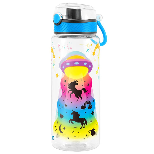 Cute Water Bottle for School Kids Girls, BPA FREE Tritan & Leak Proof & Easy Clean & Carry Handle, 23oz/ 680ml (UFO)