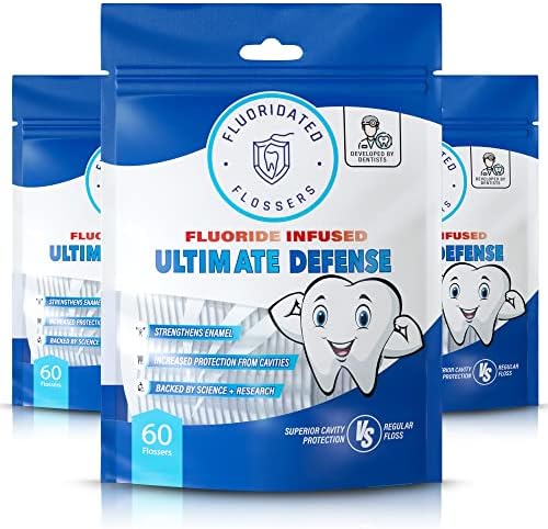 Fluoride Floss Picks - Enhanced Cavity Protection, Unflavored Floss Picks. Shred Resistant Nylon Flossers, 180 Count, Dentist Designed and Backed by Science