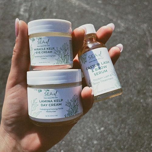 Sea El Castor Lash & Brow Serum Organic Castor Oil Rosemary Oil & Black Seed Oil Hair Conditioner - Eyelashes & Eyebrow Thickening & Growth Essentials for Women & Men - 1 fl oz Bottle