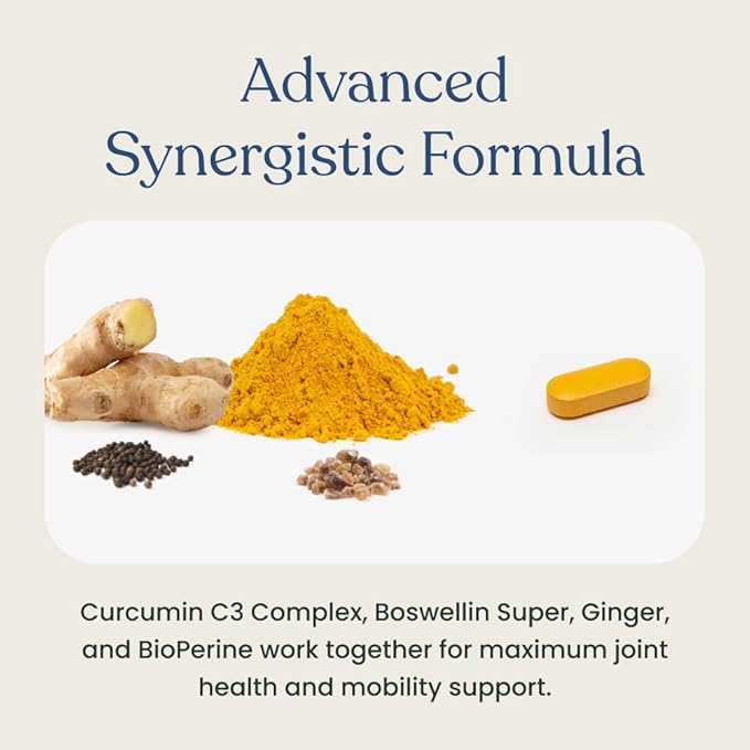 Better Way Health™ - Curcumin Plus - Turmeric Curcumin C3® Complex + Boswellin® Super, BioPerine®, and Ginger - Promotes Joint & Immune Health - 120 Caplets