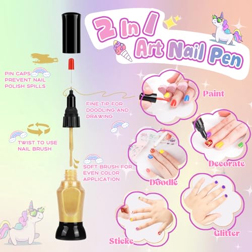 Kids Nail Polish Set for Girls, 28Pcs Nail Art Kit with Nail Dryer, Non-Toxic Peel-Off Water-Based Nail Polish Christmas Birthday Gifts Toddlers Kids Girls Toys Ages 3 4 5 6 7 8+