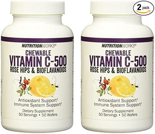 Nutrition Works Vitamin C Chewable, Supports Immune System, Potent Antioxidants, 50 Servings (Pack of 2)