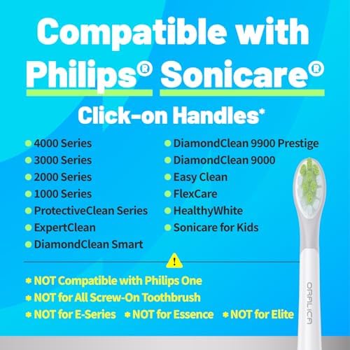 Compatible for Philips Sonicare W DiamondClean Replacement Toothbrush Heads HX6062 HX6063 HX6064, Whitening, Plaque Stain Removal with Medium Bristles and Tongue Cleaner Rubber (Black, 10 Count)