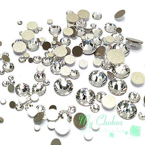 Crystal-Wholesale Swarovski Clear CRYSTAL (001) 2058/2088 Crystal Fatbacks Rhinestones Nail Art Mixed With Sizes Ss5, Ss7, Ss9, Ss12, Ss16, Ss20, Ss30, 144 Piece