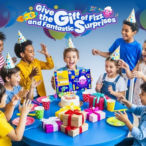 Bath Bombs for Kids with Surprise Inside – 28 Fun Fizzy Shower Bombs with Land & Sea Animal Toys, Kid-Friendly & Non-Toxic, Handmade Birthday Party Favors & Summer Gifts for Girls and Boys