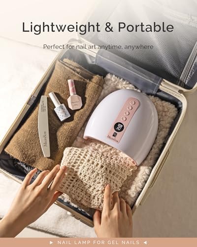 MelodySusie Cordless UV Nail Lamp with 3 Timers & Smart Sensor, P-Plus30G Rechargeable UV Light Cures All Gels, Especially Builder, Hard, Extension, Acrylic & Chrome Gel Polishes Pink