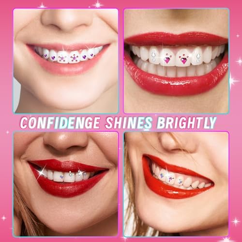 DIY Teeth Gem Kit with Shiny Crystals - Fashionable Dental Jewelry Set for Adults, Self-Apply Crystal Gems & Tools (Teeth Decor Kit)