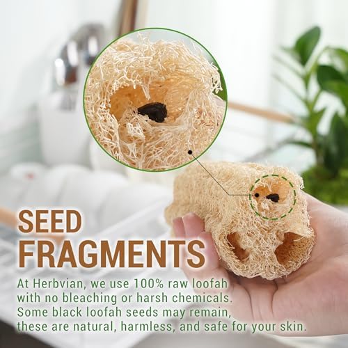 Natural Vietnamese Loofah Sponge, 100% Plant-Based Luffa Exfoliating Body Scrubber for Shower, Multi-Functional for Kitchen, Ideal for Men & Women, Spa & for Pet (6pcs/Pack)
