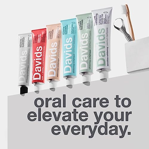 Davids Fluoride Free Toothpaste, Teeth Whitening, Antiplaque, SLS (Sulfate) Free, Promotes Enamel Health, Mouth & Gum Detox, EWG Verified, Natural Peppermint, 5.25oz (3 Pack)