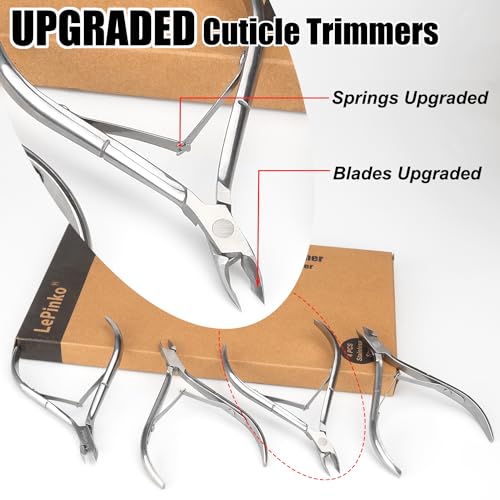 LePinko 4 Packs Upgraded Cuticle Trimmer kit, Sharp Dead Skin Clipper, Labor-saving Cuticula Remover for Fingernail Toenail, Manicure Pedicure Tool for Women Men, 5mm Jaw