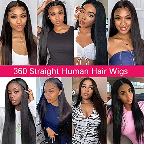 sdamey 360 Straight Lace Front Wigs Human Hair HD Transparant Full Lace Wigs For Women 200 Density Wigs Human Hair Pre Plucked With Baby Hair 12A Brazilian Virgin Hair Natural Color 18inch