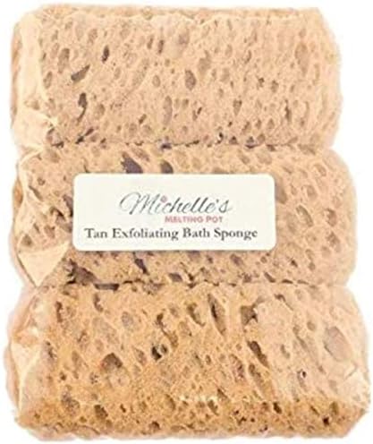 Michelle's Melting Pot Foam Bath Sponge Shower Sponge 3 Count (Tan Exfoliating)