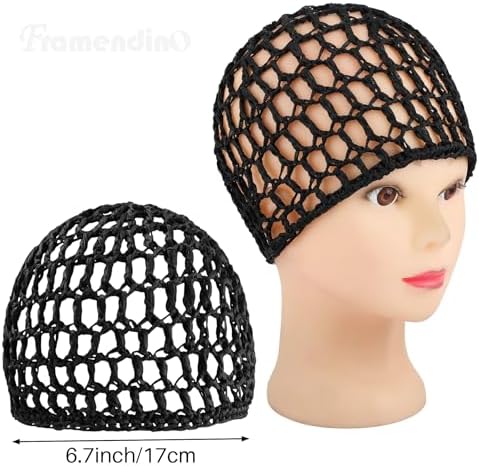 Framendino, Mesh Crochet Hair Net Rayon Knit Snoods Hat Hairnet Snood Cover Ornament for Night Sleeping Hair Accessories