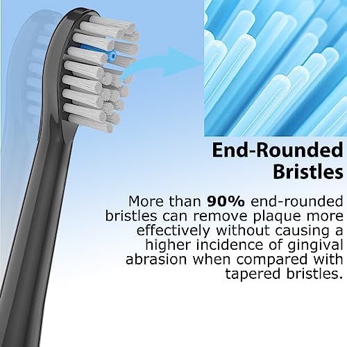 Flossing Toothbrush Head Replacement, 3 Count, Compatible with Water-pik Sonic Fusion / 2.0 SF-01, SF-02, SF03 & SF-04 (Black, Full Size(3Packs))