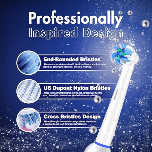Replacement Toothbrush Heads Compatible with Oral B Braun, 12pcs Electric Toothbrush Replacement Heads Refills for Oral B Pro 1000, 9600, 500, 7000, 3000, 8000, Black and White for Home (1)
