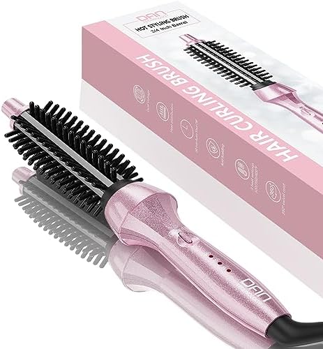 DAN Technology Curling Iron Brush, 1 inch, Ceramic, Pink, Adjustable Temperature, Dual Voltage, Fast Heating, Anti-Scald, Safety Auto Shut Off, for Curly Hair, HAIR IRON