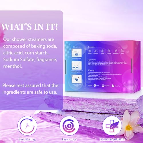 Shower Steamers 18 Pack Set, Shower Bombs with 6 Charming Scents, Shower Tablets with Natural Ingredients,Self-Care & Relaxation Presents for Women and Men
