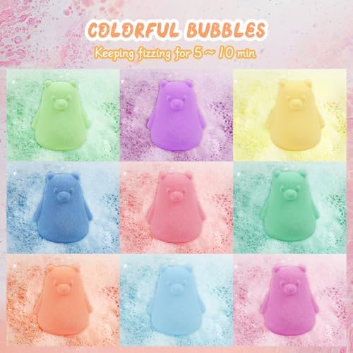 9 PCS XXL Polar Bear Natural Bath Bombs for Kids with Surprise Toys Inside, Bubble Bath Fizzy Balls Gift Kit for Girls Boys Children's Day Birthday Christmas Halloween