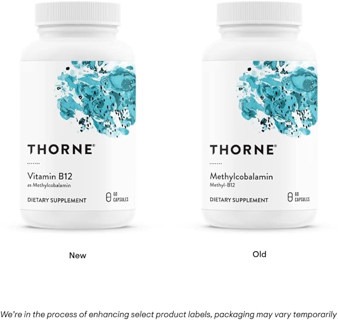 THORNE Vitamin B12 - as Methylcobalamin - Supports Heart & Nerve Health, Blood Cell Function, Healthy Sleep & Methylation* - Gluten, Dairy & Soy-Free - 60 Capsules